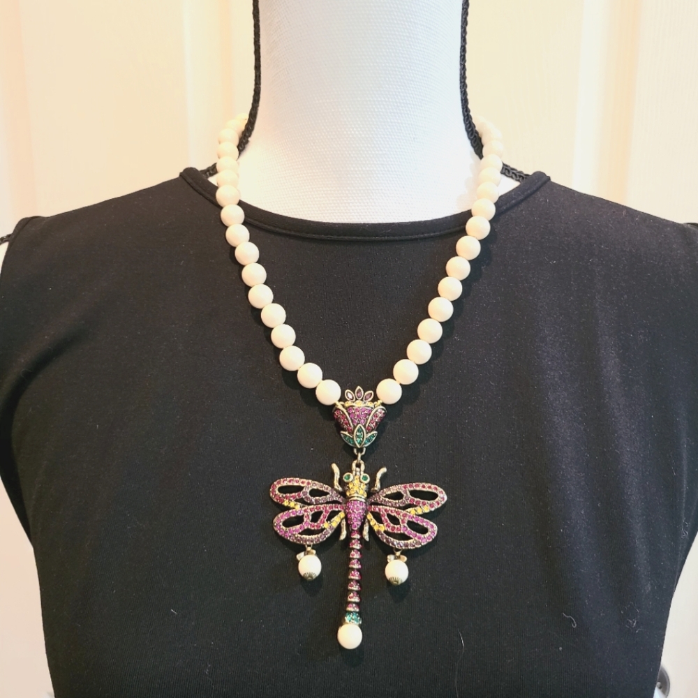 Heidi Daus Vintage Dragonfly Mystical Beaded Necklace